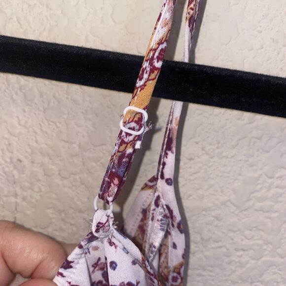 Pink Rose Floral Hippie Jojo Open Shoulder Blouse 3/4 Balloon Sleeve L Women - Picture 6 of 9